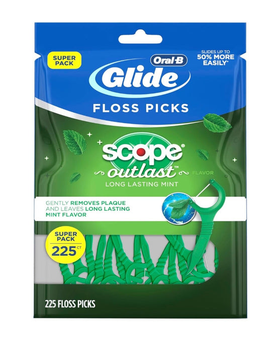 Oral-B Glide Scope Outlast Long Lasting Mint Floss Picks - 225 Picks