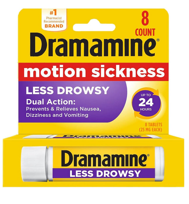 Dramamine Less Drowsy Motion Sickness Relief - 8 Tablets