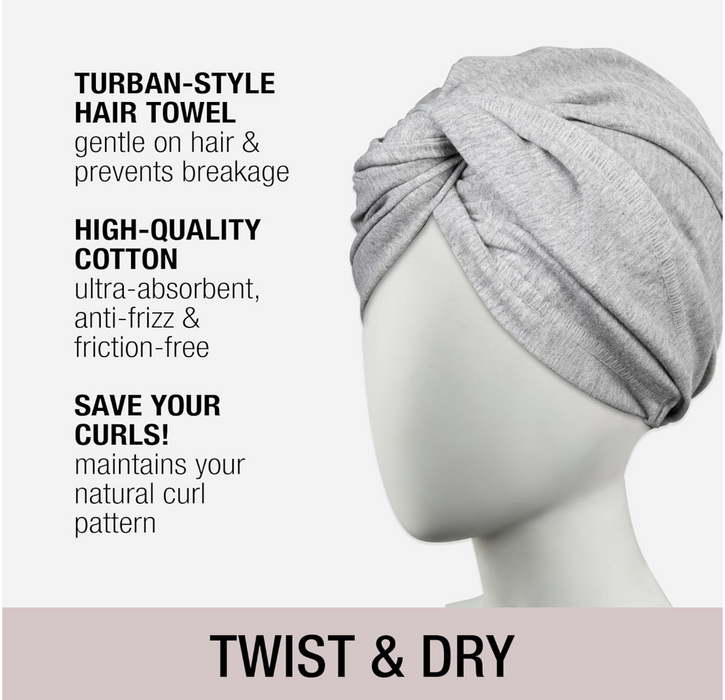 Conair Cotton Hair Drying T-Shirt Towel, Gentle Elasticized Ultra-Absorbent