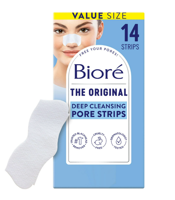Bioré Deep Cleansing Pore Nose Strips, Original, Blackhead Remover Strips, Oil Free, 14 Ct