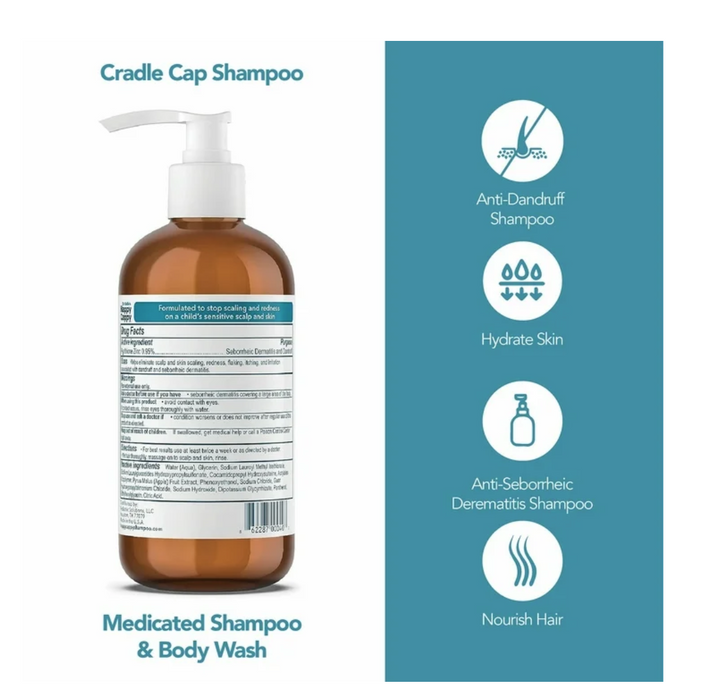 Dr. Eddie's Happy Cappy, Medicated Shampoo & Body Wash for Seborrheic Dermatitis & Dandruff -8oz