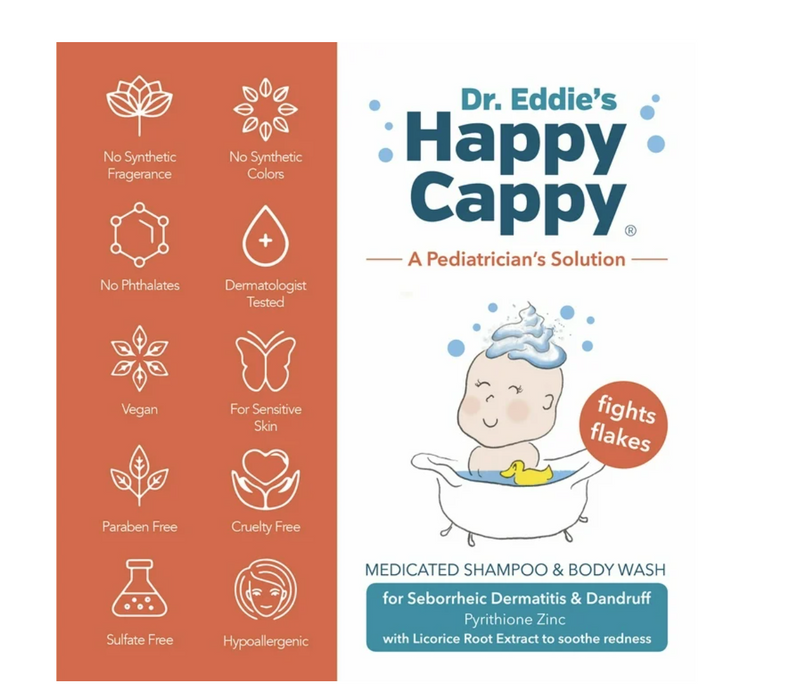 Dr. Eddie's Happy Cappy, Medicated Shampoo & Body Wash for Seborrheic Dermatitis & Dandruff -8oz