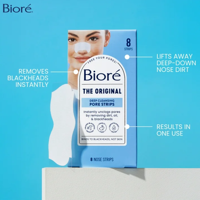 Bioré Deep Cleansing Pore Nose Strips, Original, Blackhead Remover Strips, Oil Free, 14 Ct