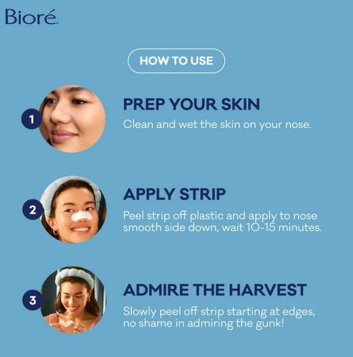 Bioré Deep Cleansing Pore Nose Strips, Original, Blackhead Remover Strips, Oil Free, 14 Ct