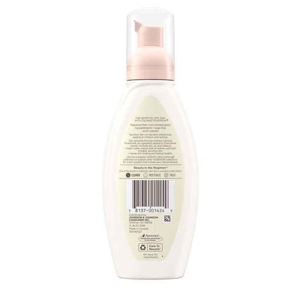 Aveeno Ultra-Calming Foaming Cleanser for Dry Sensitive Skin, Face Wash, 6 fl. oz