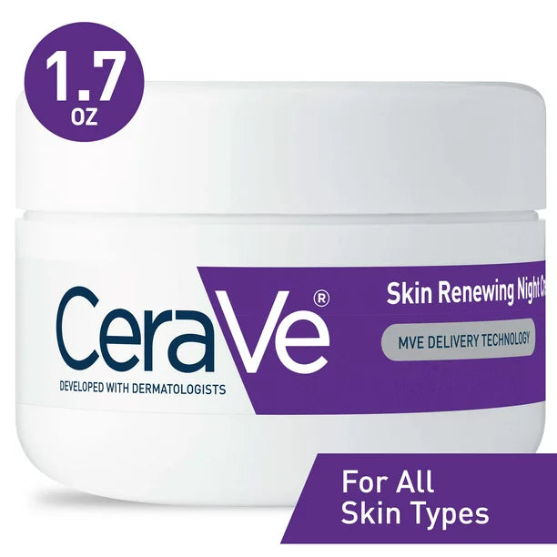 CeraVe Skin Renewing Night Cream, Moisturizing Face Cream with Niacinamide, Peptide Complex, and Hyaluronic Acid for Softer Skin, 1.7 oz