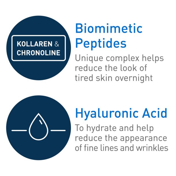 CeraVe Skin Renewing Night Cream, Moisturizing Face Cream with Niacinamide, Peptide Complex, and Hyaluronic Acid for Softer Skin, 1.7 oz