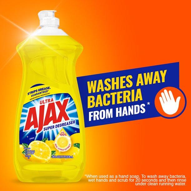 AJAX Liquid Dish Soap, Lemon Scent, 14 Fluid Ounce