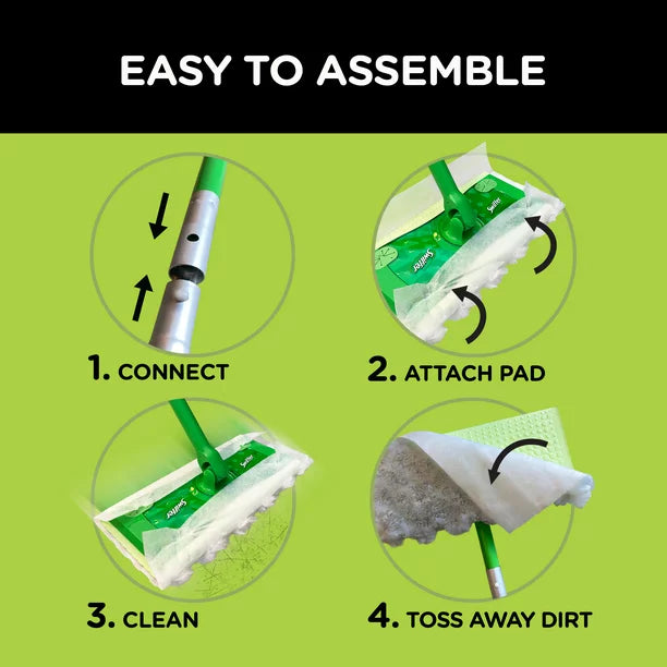 Swiffer Sweeper 2-in-1, Dry and Wet Multi Surface Floor Cleaner, Sweeping and Mopping Starter Kit. Includes 1 Mop + 10 Refills