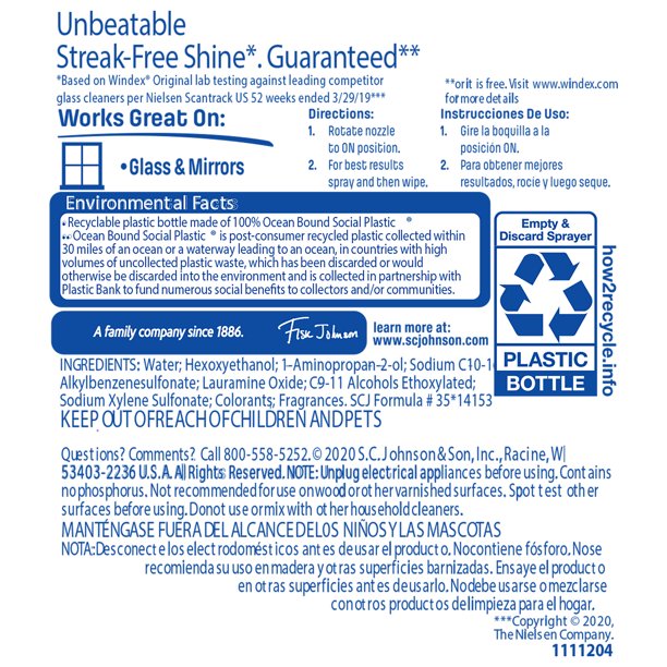 Windex Glass Cleaner Spray Bottle, Original Blue, 23 fl oz