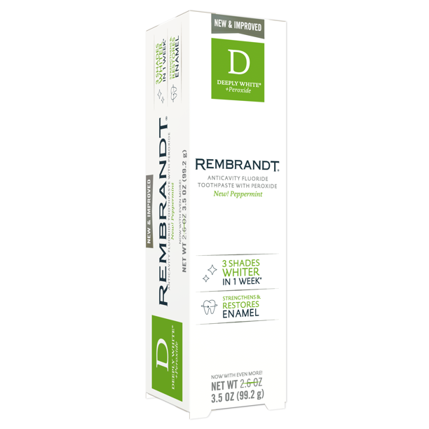 Rembrandt Deeply White + Peroxide Whitening Toothpaste, Fresh Mint Flavour 3.5 oz