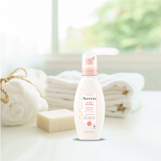 Aveeno Ultra-Calming Foaming Cleanser for Dry Sensitive Skin, Face Wash, 6 fl. oz