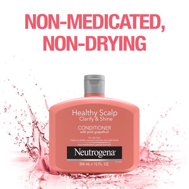 Neutrogena Conditioner for Oily Hair & Scalp with Pink Grapefruit, Healthy Scalp Clarify & Shine, Sulphate-Free Surfactants, Colour-Safe, 12 oz