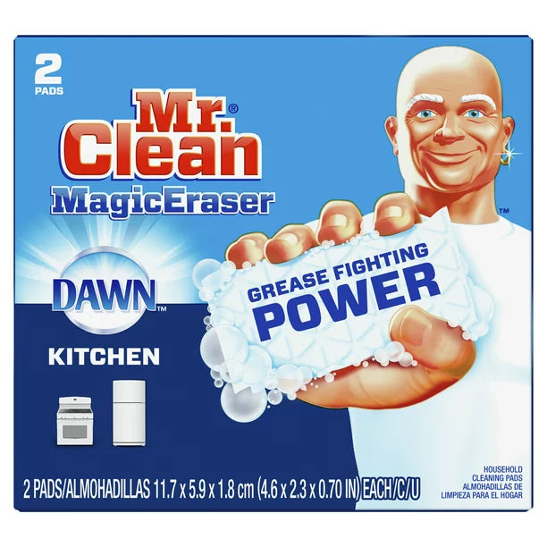 Mr. Clean Magic Eraser Kitchen with Dawn, Cleaning Pads with Durafoam, 2 Count