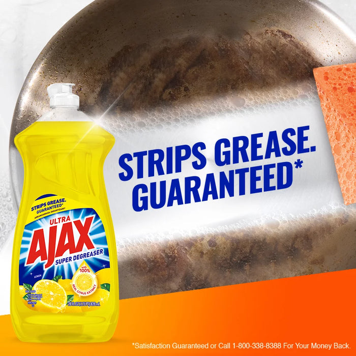 AJAX Liquid Dish Soap, Lemon Scent, 14 Fluid Ounce