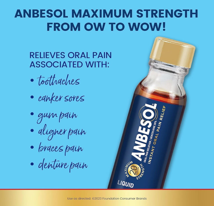 Anbesol Maximum Strength Oral Pain Relief Liquid - 0.41oz