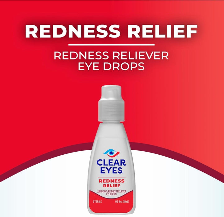 Clear Eyes Redness Relief Eye Drops - 15ml x 3 Bottles