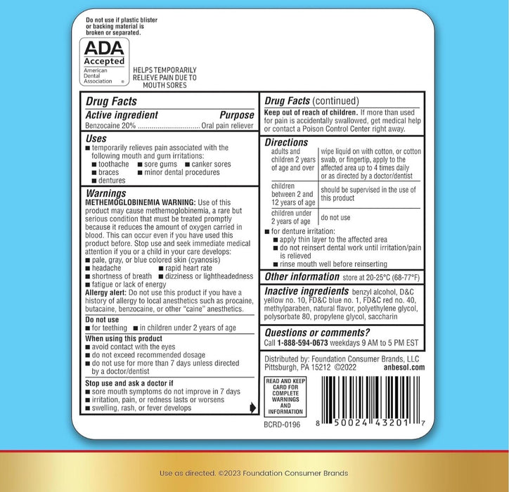Anbesol Maximum Strength Oral Pain Relief Liquid - 0.41oz