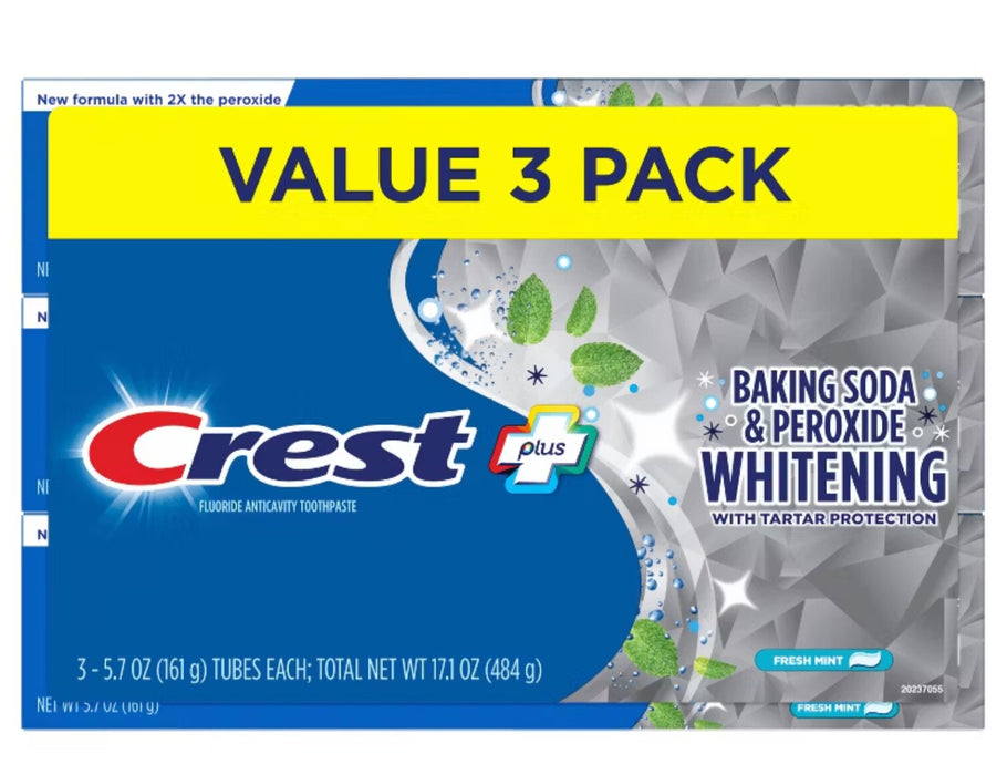 Crest Baking Soda and Peroxide Whitening Fresh Mint Toothpaste 161g - 3 PACK