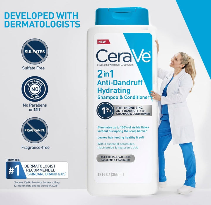 CeraVe Hydrating Anti Dandruff Shampoo & Conditioner  - 12oz