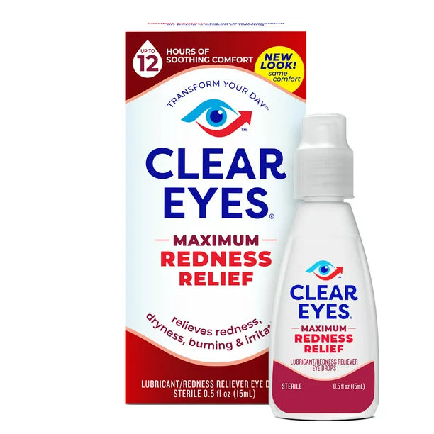 Clear Eyes Maximum Redness Eye Relief Lubricant Eye Drops, 0.5 fl oz