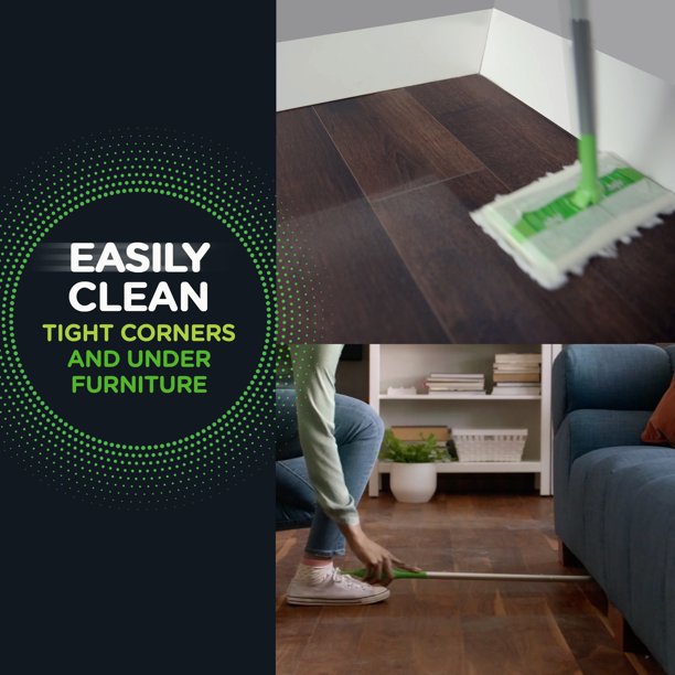Swiffer Sweeper 2-in-1, Dry and Wet Multi Surface Floor Cleaner, Sweeping and Mopping Starter Kit. Includes 1 Mop + 10 Refills
