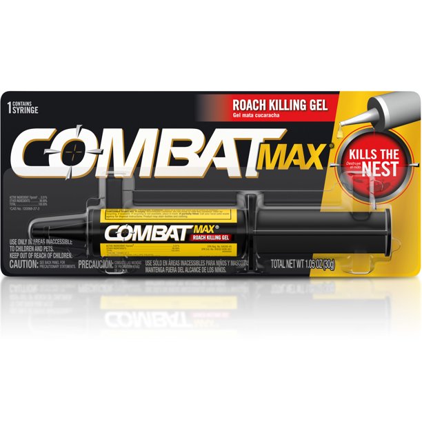Combat Max Roach Killing Gel for Indoor and Outdoor Use, 1 Syringe, 1.05 Ounces