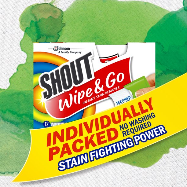 Shout Wipe & Go, Instant Stain Remover, 12 Wipes
