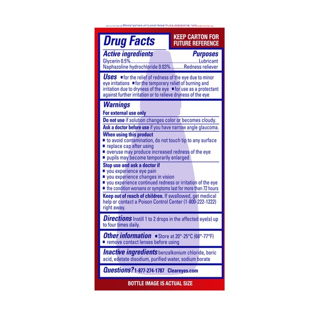 Clear Eyes Maximum Redness Eye Relief Lubricant Eye Drops, 0.5 fl oz