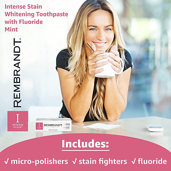 Rembrandt Intense Stain Whitening Toothpaste with Fluoride, Mint Flavor - 3.5 oz