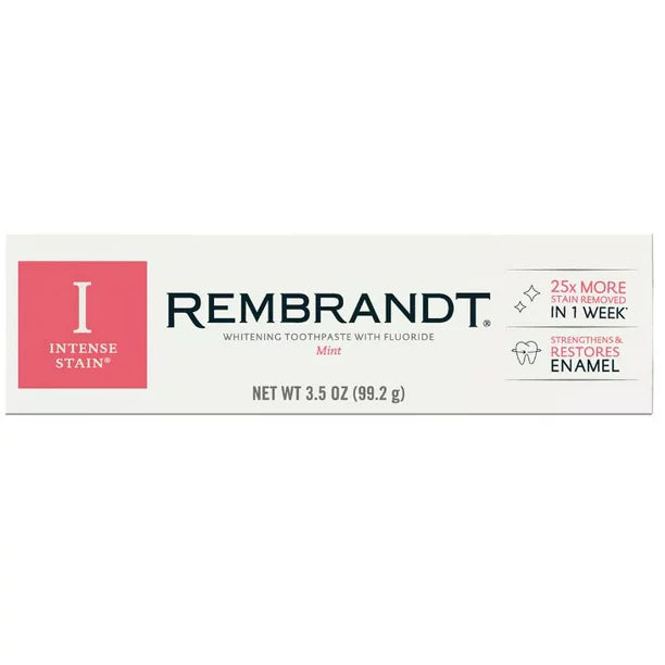 Rembrandt Intense Stain Whitening Toothpaste with Fluoride, Mint Flavor - 3.5 oz