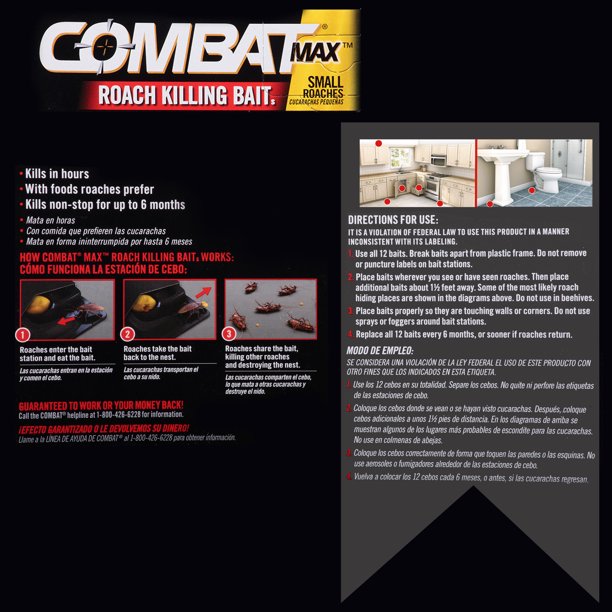 Combat Max Roach Killing Bait, Small Roach Bait Station, 12 Count